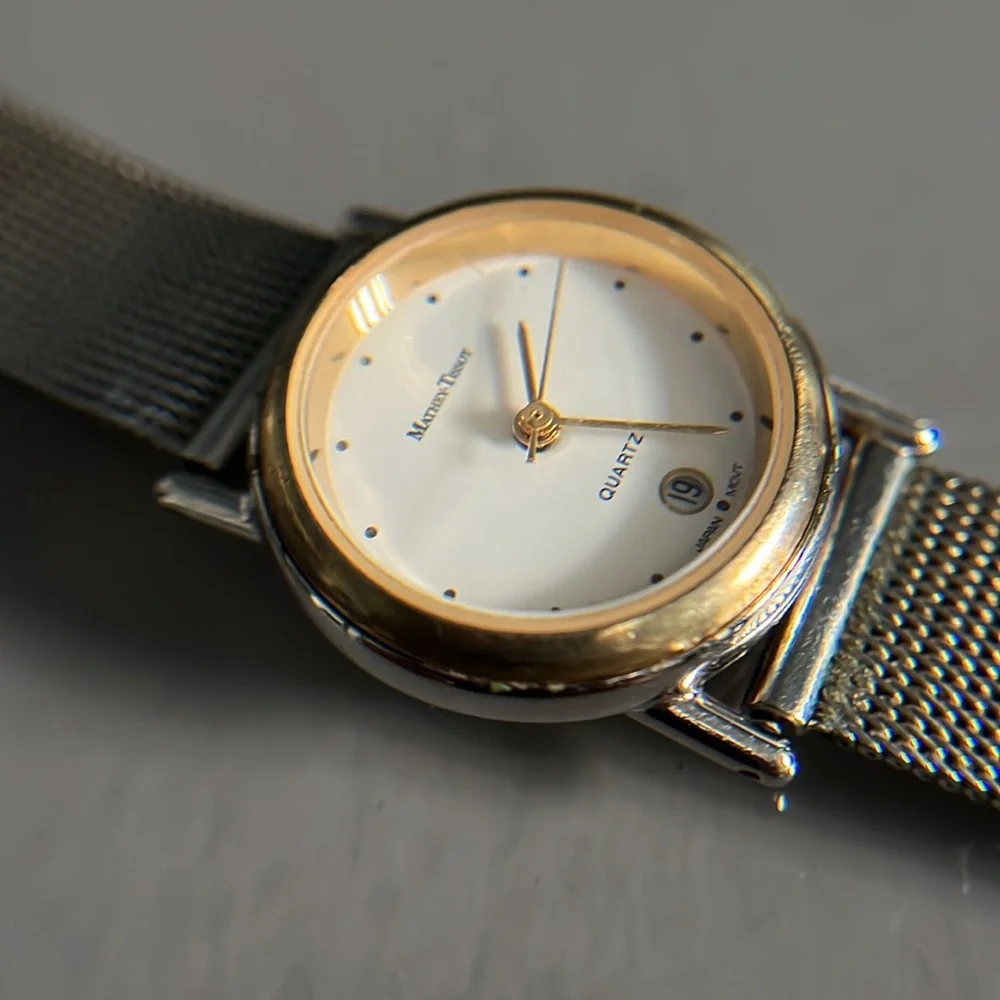 Vintage Mathey Tissot Quartz Silver Tone Ladies Mesh Band Watch